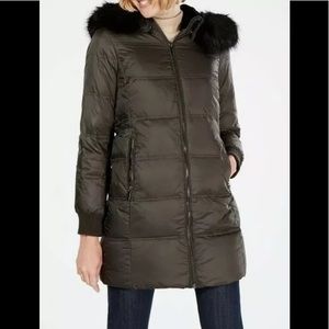 Michael Kors hooded puffer jacket dark olive M